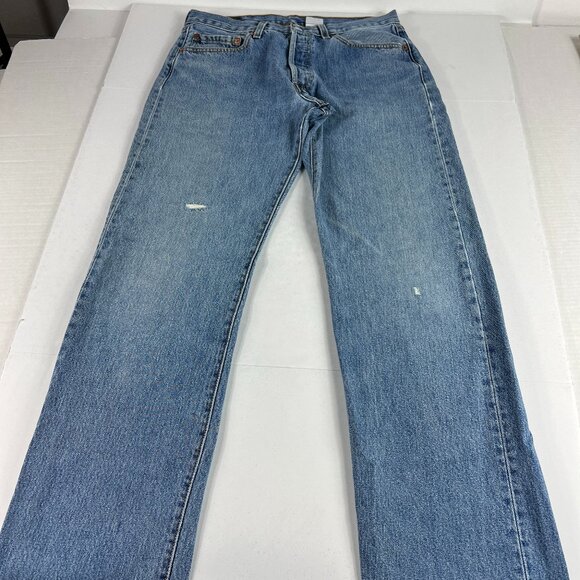 Y2K Levi's Jeans Men's 31x32* 501 Straight Blue Faded Distressed Denim Tag 33x34